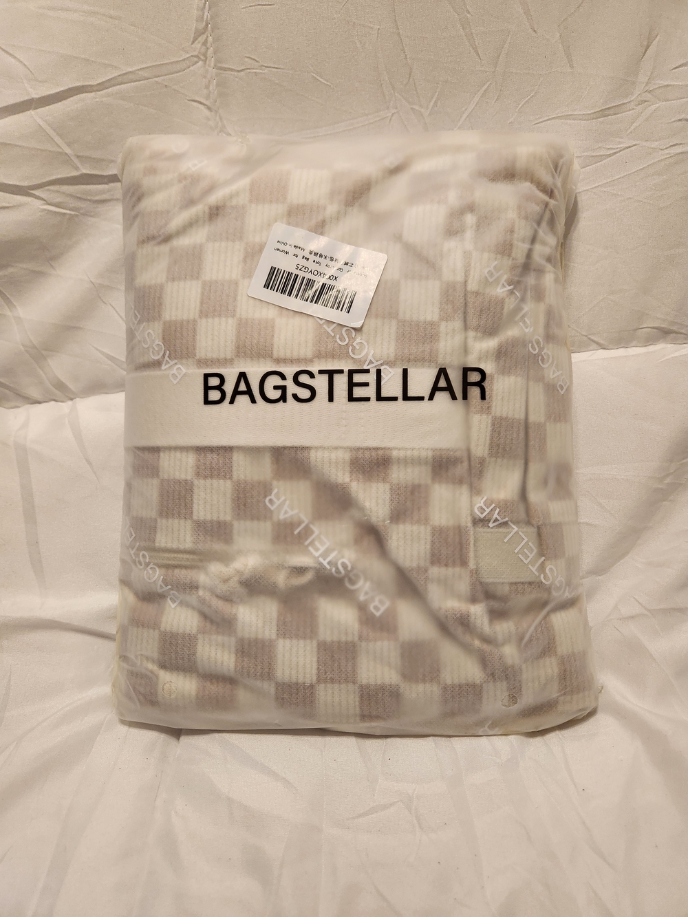 Bagstellar Tan & White Corduroy Check Large Totebag